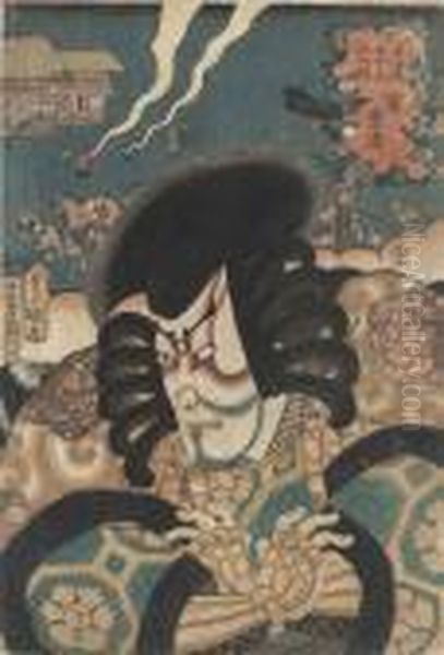Samurai Oil Painting by Gototei Kunisada