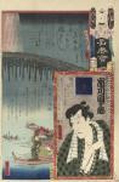 Depicting Actors Oil Painting by Gototei Kunisada