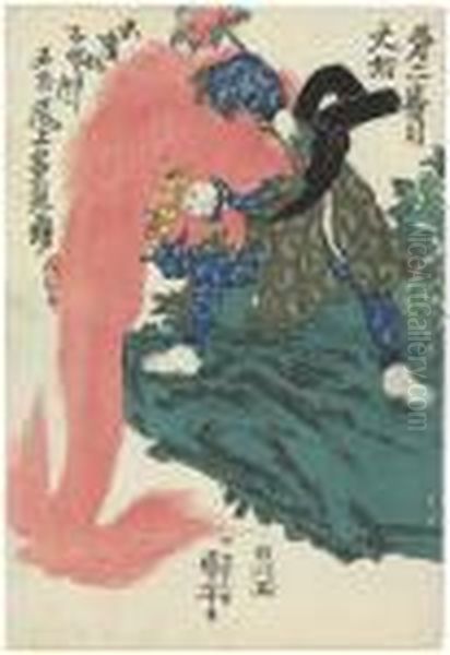 Album Of Triptych Oil Painting by Gototei Kunisada