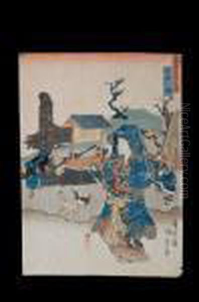 Oban Aus Oil Painting by Gototei Kunisada