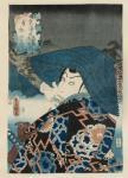 Skadespelarportratt Oil Painting by Gototei Kunisada