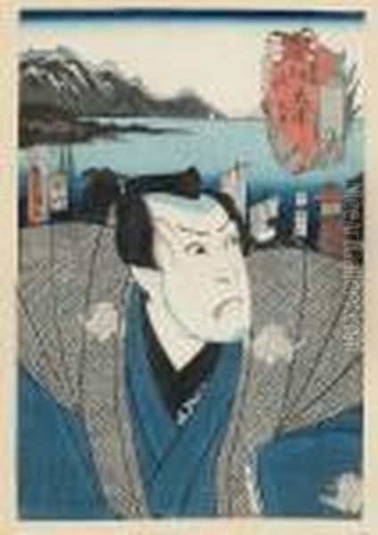 Skadespelarportratt Oil Painting by Gototei Kunisada