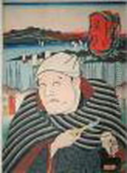 Utagawa Signe Toyokuni Ga. 
Publie Par Izutsuya Shokichi. Date 1852. Estampe Tiree De La Serie 
Tokaido Gojusan - Tsugi No Uchi . Representant L'acteur Nakayama Bungoro
 Ii Dans Le Role De Yajirobei Oil Painting by Gototei Kunisada