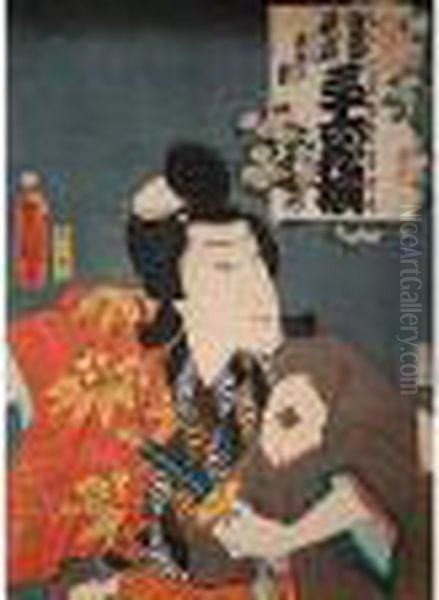 Utagawa , Signe Toyokuni Ga. 
Publie Par Hiranoya Shinzo. Date 1861. Estampe Tiree De La Serie Tosei 
Mitate Sanjurokkasen . Representant L'acteur Sawamura Tanozuke Iii Dans 
Le Role De Onzoshi Ushiwakamaru. Sceau Du Censeur : Aramate Oil Painting by Gototei Kunisada