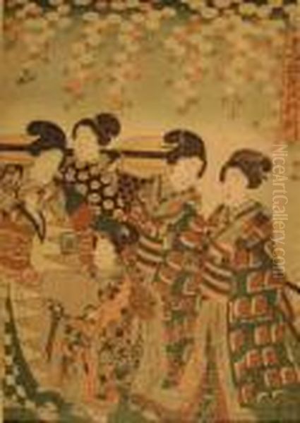 Courtesan Oil Painting by Gototei Kunisada