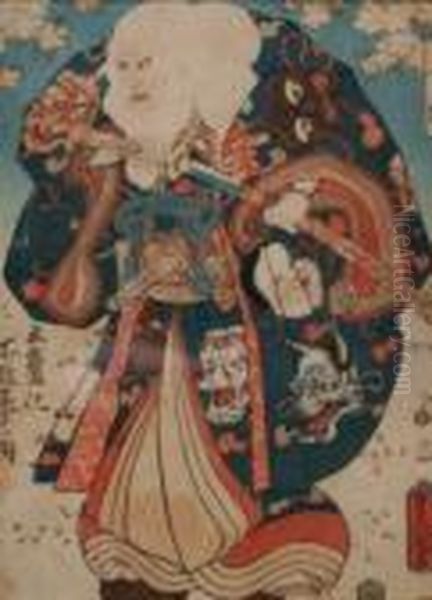 Scenes From Kabuki Theatre Oil Painting by Gototei Kunisada