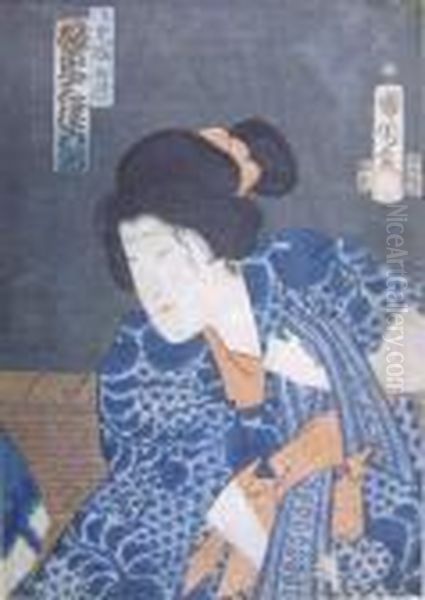 Kabuki Actress Oil Painting by Gototei Kunisada