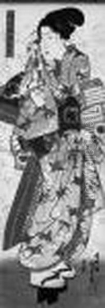 Chidori Oil Painting by Gototei Kunisada