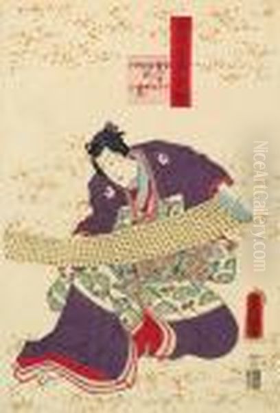 Yugiri
. Prinz Yugiri Liest Einen Langen Brief Von Ochibas Mutter, Die Als 
Geist Vor Ihn Erscheint Und Ein Ende Des Briefes Halt. Bez.: Toyokuni 
Ga. Verlag: Ebisuya. Datum: Ii/1858. B) Kapitel Drei. Titel: Oil Painting by Gototei Kunisada