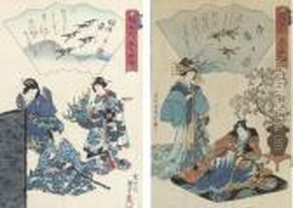 And Hiroshige Oil Painting by Gototei Kunisada