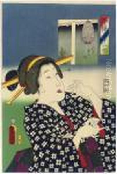 Nigiyaka So Oil Painting by Gototei Kunisada