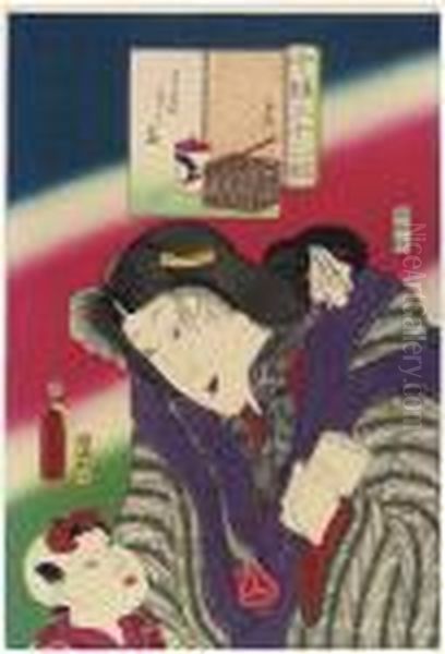 Kawairashi So Oil Painting by Gototei Kunisada
