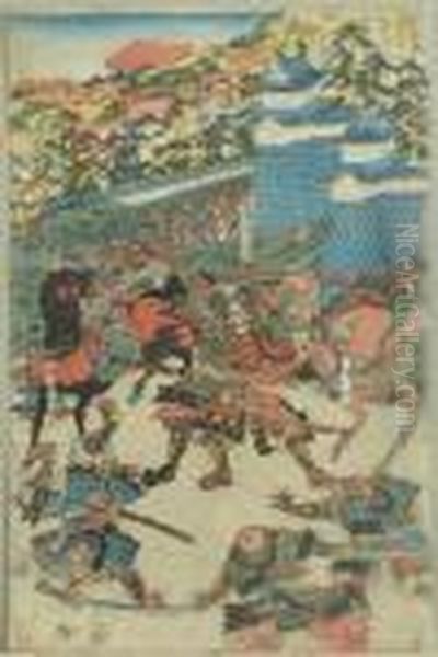 Kunisada, Utagawa . Taira Noritsune In Der Schlacht, Japan, Um 1820 Oil Painting by Gototei Kunisada