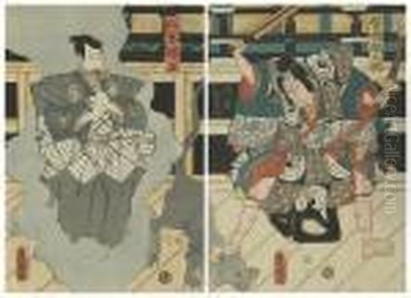 Nikki Danzo's Transformation Scene Oil Painting by Gototei Kunisada