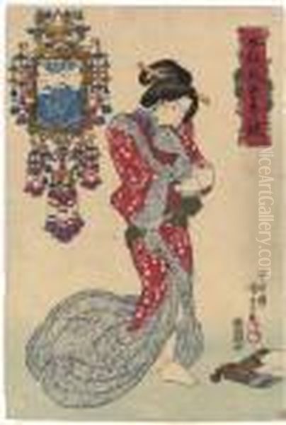 Kitagawa Utamaro Oil Painting by Gototei Kunisada