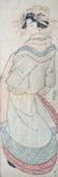 Two Beauties Oil Painting by Gototei Kunisada