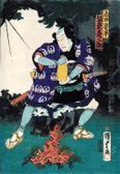Aktor Z Teatru Kabuki Oil Painting by Gototei Kunisada