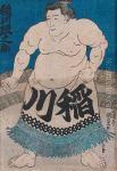Zapasnik Sumo, Inagawa Masanosuke Oil Painting by Gototei Kunisada