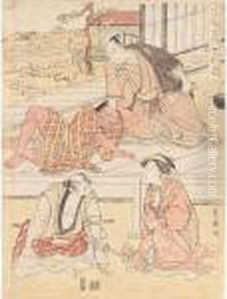 Two Chuban From The Chushingura Series Oil Painting by Gototei Kunisada