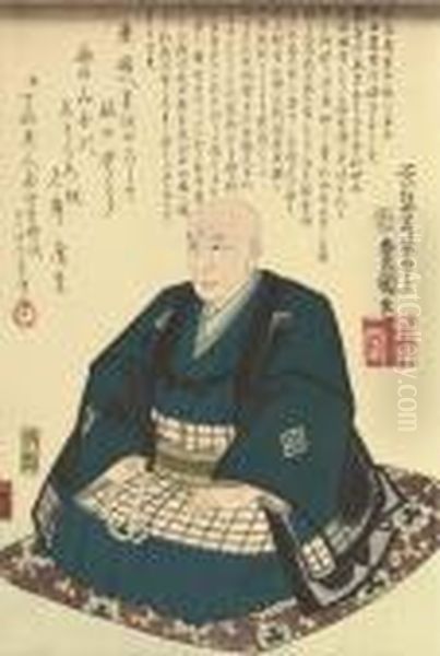 Memorial Portrait Of Utagawa Hiroshige Oil Painting by Gototei Kunisada