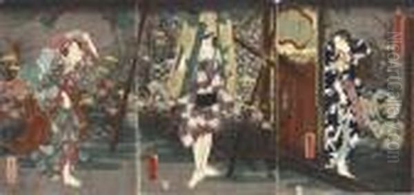 Shiki No Uchi: Koji No Yudachi Oil Painting by Gototei Kunisada