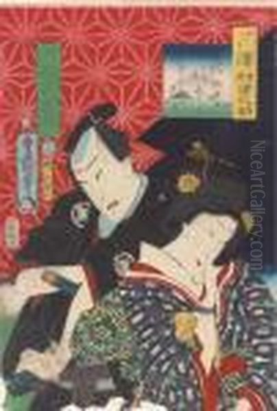 Eight Prints Of Actors Oil Painting by Gototei Kunisada