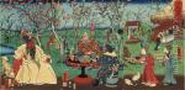 Twelve Triptychs From The Series 
Tsuzoku Sangokushi
 [popular History Of The Three Kingdoms], Generally Good Impressions, Colour And Condition Oil Painting by Utagawa Kuniyoshi