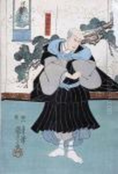 Aktor, Z Serii Shini-e (ryciny Smierci), Ok. 1847-1850 Oil Painting by Utagawa Kuniyoshi