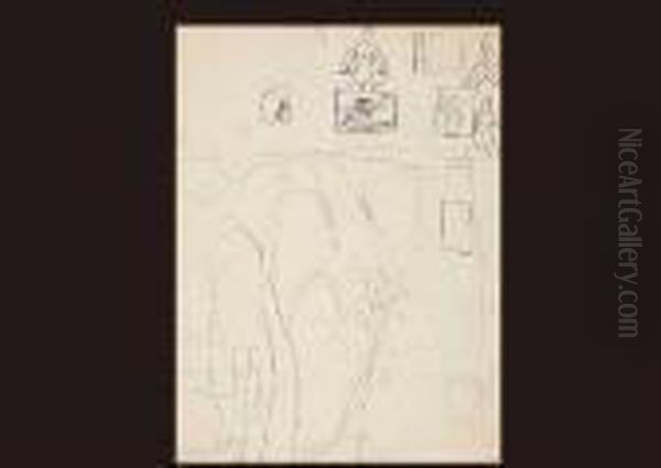 Landscape And Nude Oil Painting by Yasuo Kuniyoshi