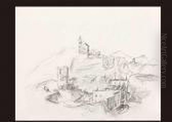 Western Town With Cow And Horse Oil Painting by Yasuo Kuniyoshi