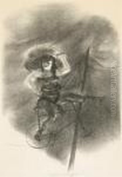 Cyclist Lithograph Oil Painting by Yasuo Kuniyoshi