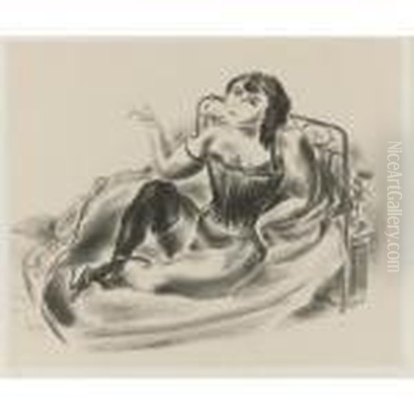 Girl With Cigarette (davis L-27) Oil Painting by Yasuo Kuniyoshi