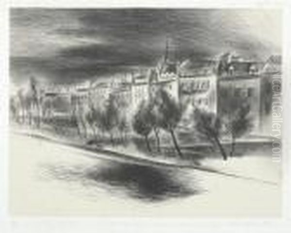 Landscape, Paris Oil Painting by Yasuo Kuniyoshi