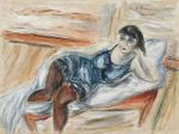 Reclining Female Model Oil Painting by Yasuo Kuniyoshi