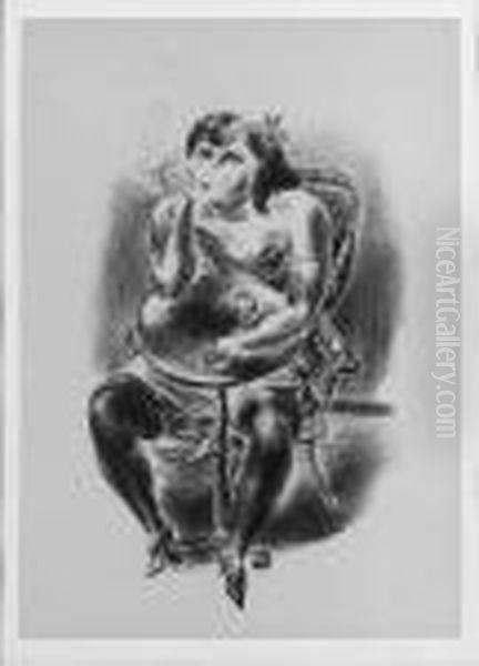 Girl At Table Oil Painting by Yasuo Kuniyoshi