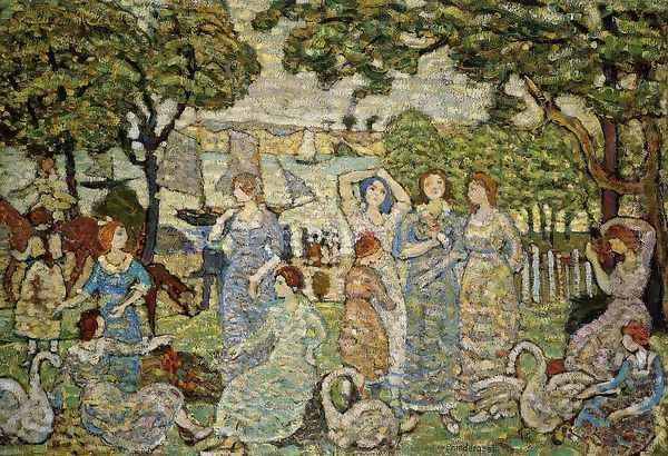 The Swans Oil Painting by Maurice Brazil Prendergast