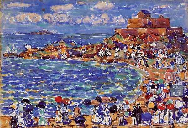 Beach St Malo2 Oil Painting by Maurice Brazil Prendergast