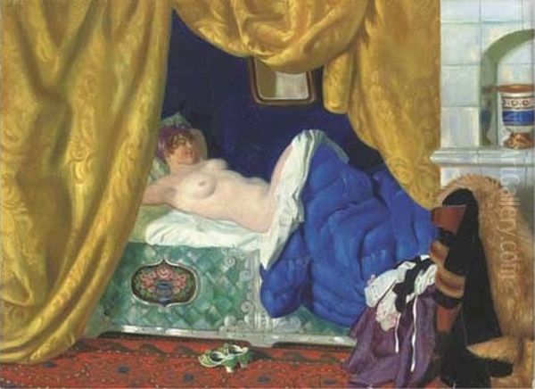 Odalisque Oil Painting by Boris Kustodiev