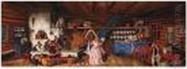 Signed L.l. And Dated 1920 Oil Painting by Boris Kustodiev