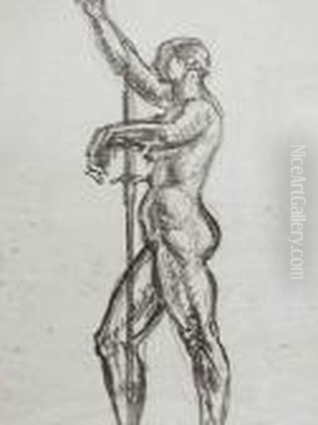 L'eplattenier Charles, Nu 
Feminin, Etude Au Fusain, Monogrammee Cl En Bas Agauche Et Datee 38, 
29,5 X 21 Cm Oil Painting by Charles L'Eplattenier