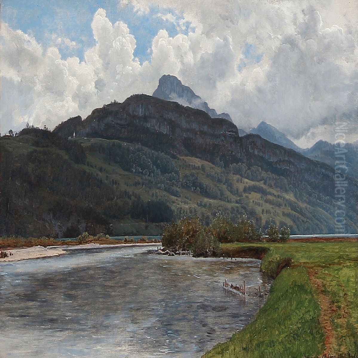 A Storm Coming Up At Brunnen Oil Painting by Janus Andreas Bartholin La Cour