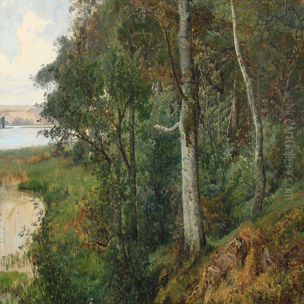 Skovparti Med So, Ry Norreskov Oil Painting by Janus Andreas Bartholin La Cour