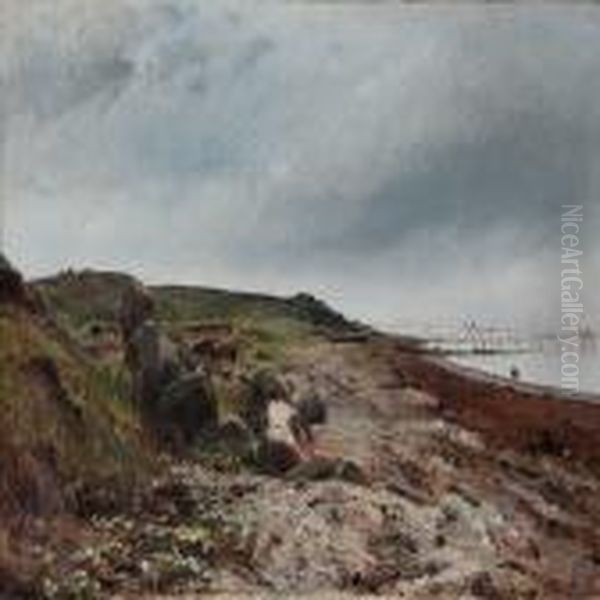 Strandparti Fra Helgenaes Oil Painting by Janus Andreas Bartholin La Cour