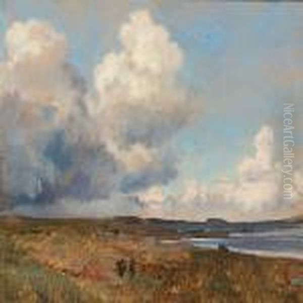 Stranden Ved Helgenaes Oil Painting by Janus Andreas Bartholin La Cour