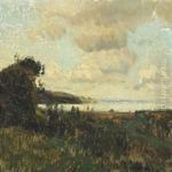 View From The Bay Of Aarhus Oil Painting by Janus Andreas Bartholin La Cour