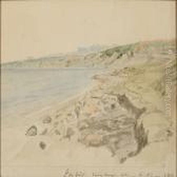 Coastal Scene From Jutland Oil Painting by Janus Andreas Bartholin La Cour