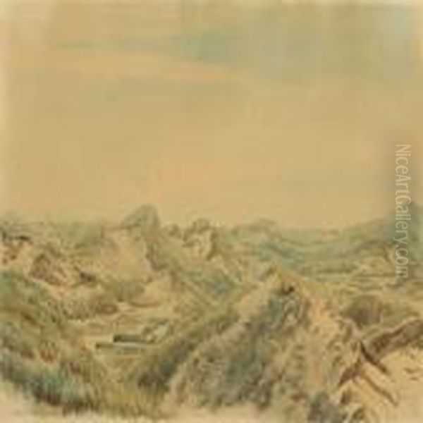 Landsacpe From Vederso Klit Oil Painting by Janus Andreas Bartholin La Cour