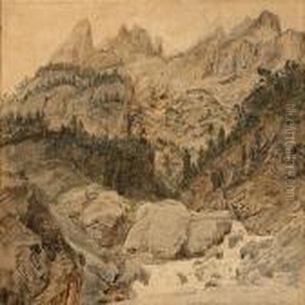 Imod Engelhorner-rosenlaui Oil Painting by Janus Andreas Bartholin La Cour