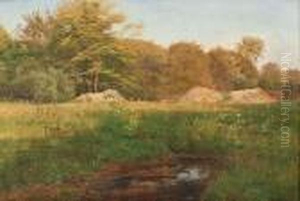 Wiesengrund Am Waldrand Oil Painting by Janus Andreas Bartholin La Cour