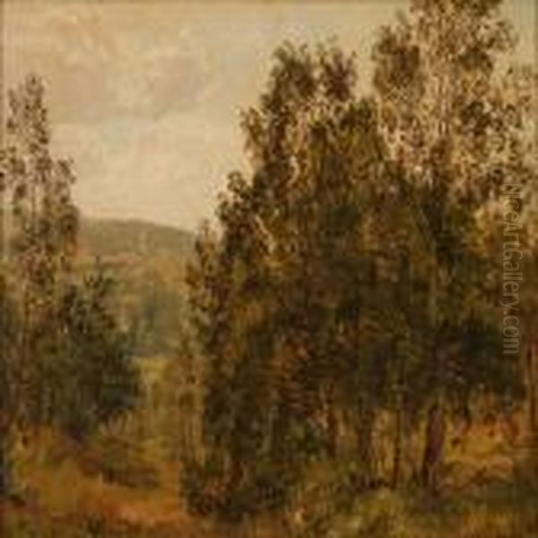 Hilly Autumn Landscape Oil Painting by Janus Andreas Bartholin La Cour